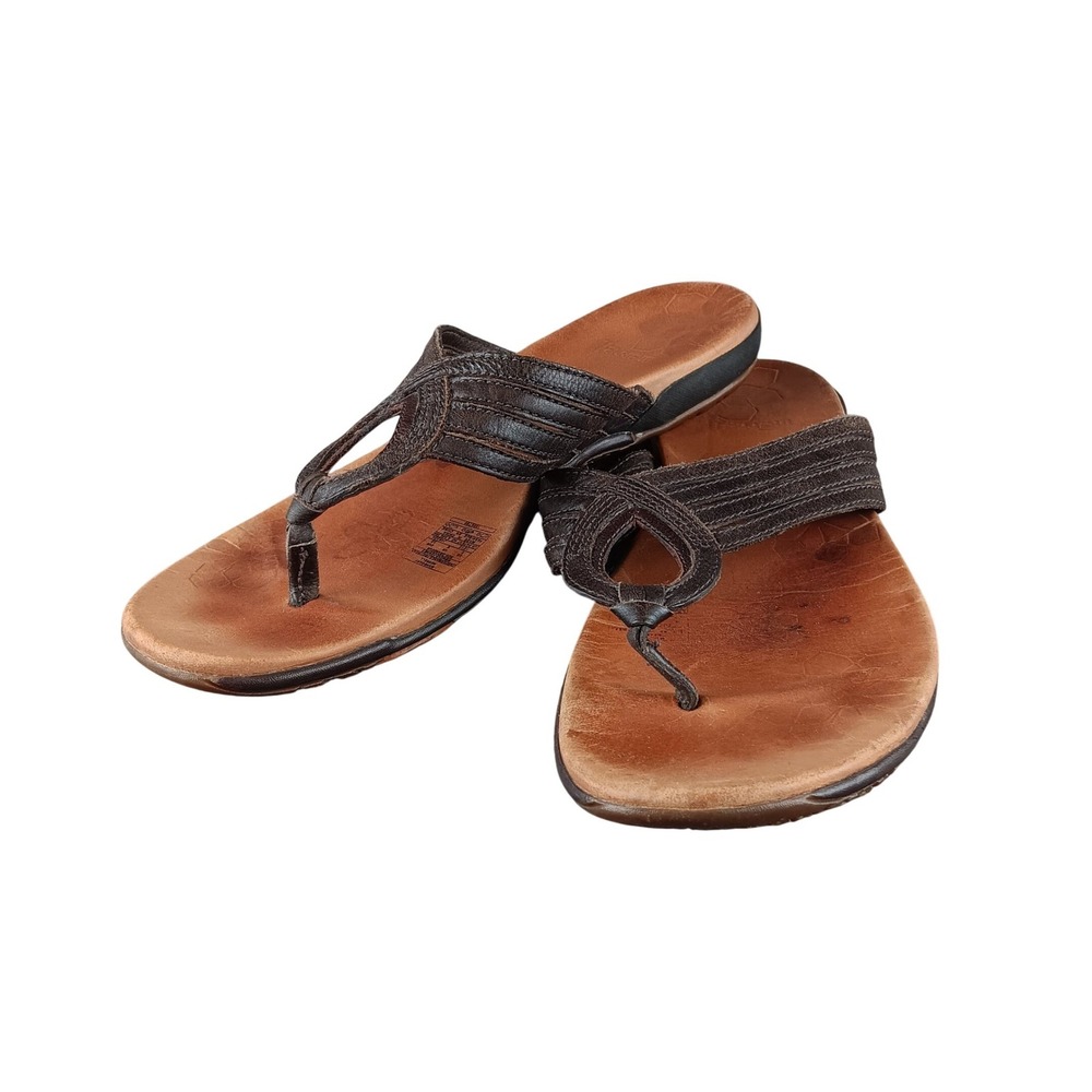 Merrell Mahogany Thong Sandals Women‎ Size 8 Brown Leather Comfort Flip Flops